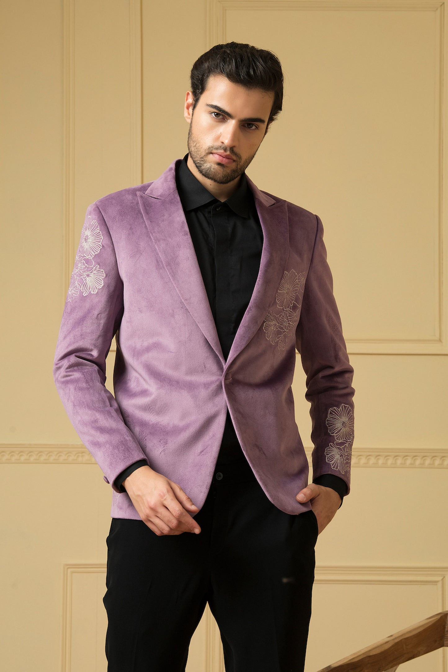 Savvy Purple Velvet Sangeet Blazer