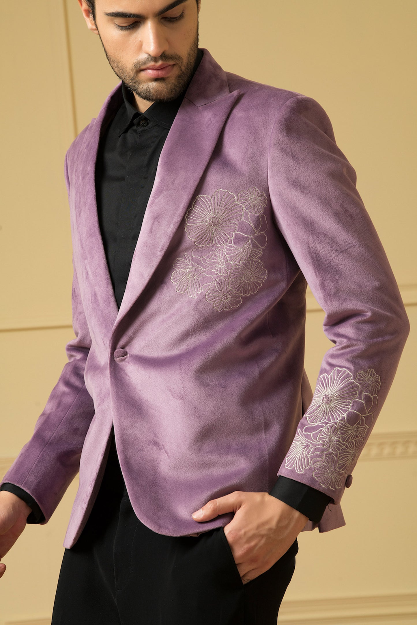 Savvy Purple Velvet Sangeet Blazer