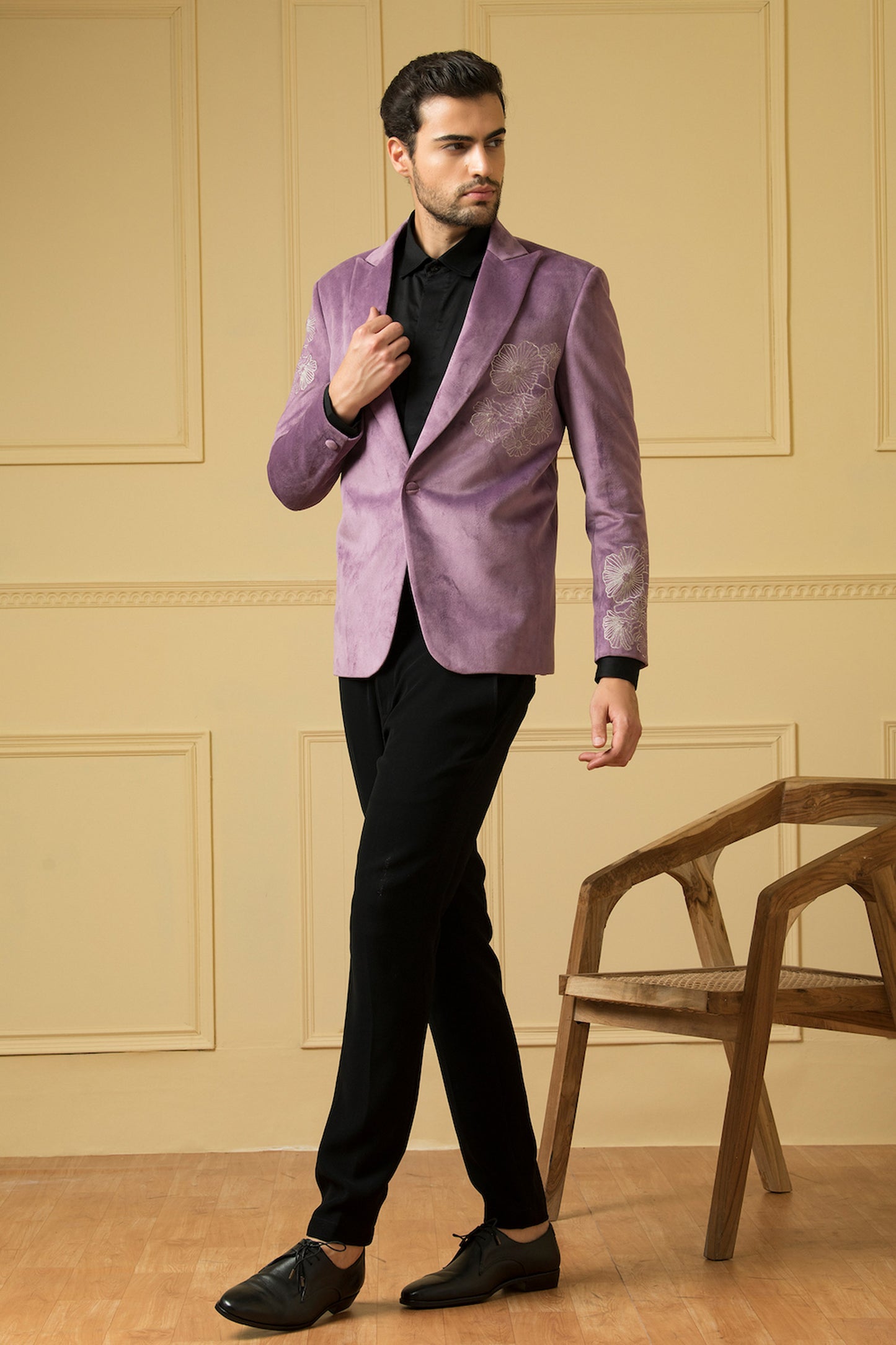 Savvy Purple Velvet Sangeet Blazer