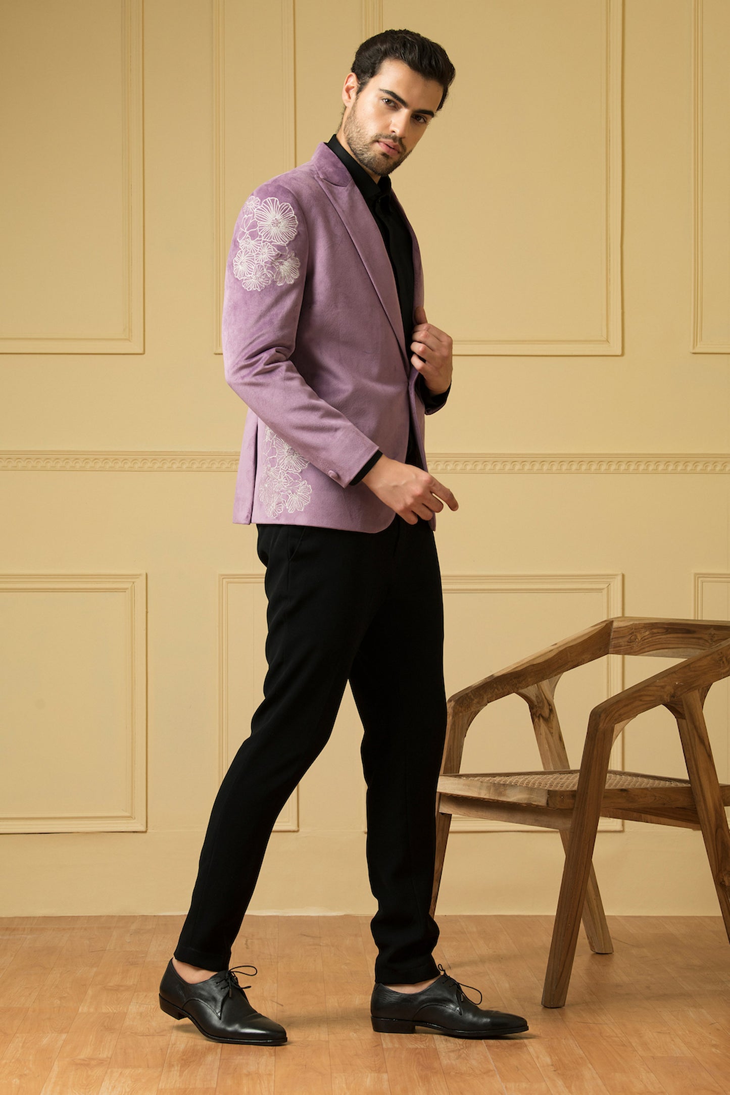 Savvy Purple Velvet Sangeet Blazer