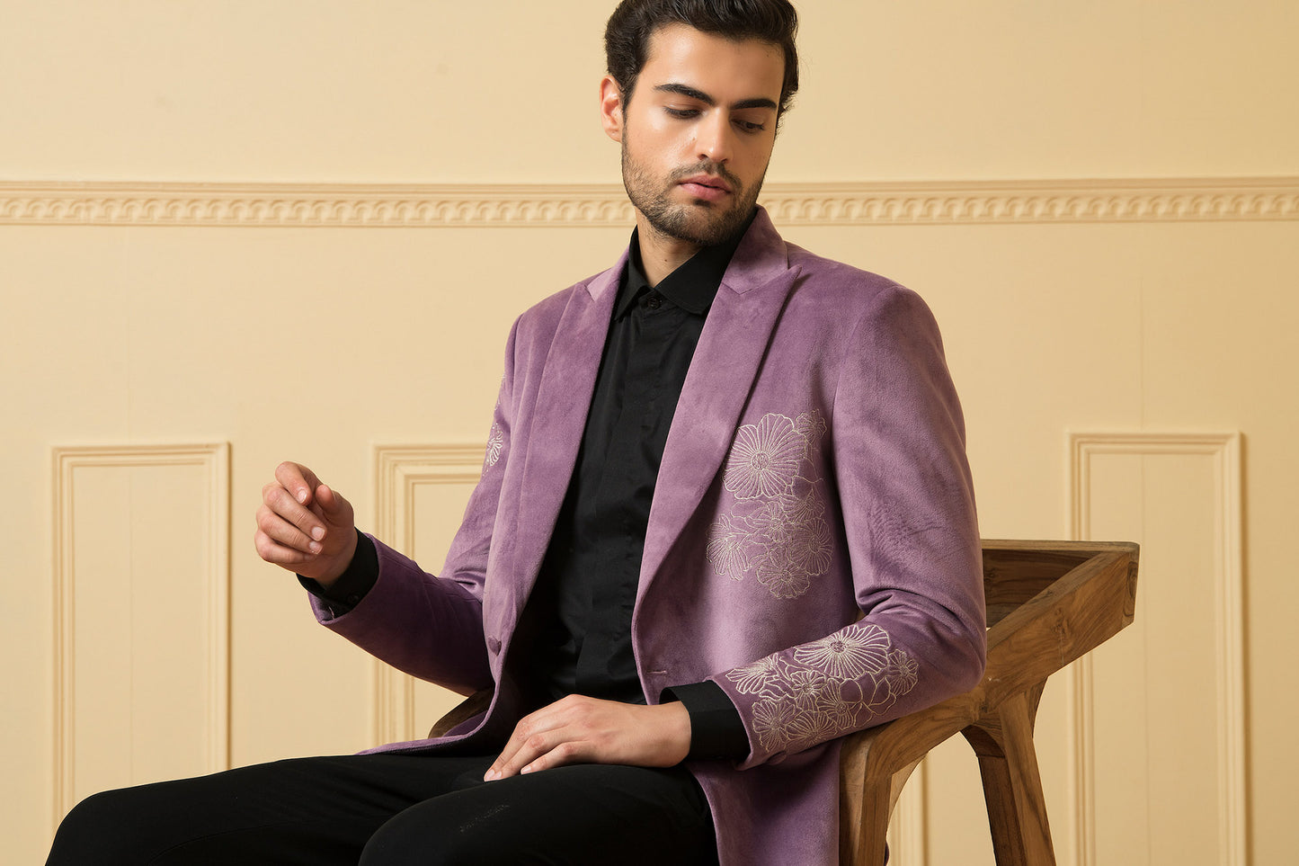 Savvy Purple Velvet Sangeet Blazer