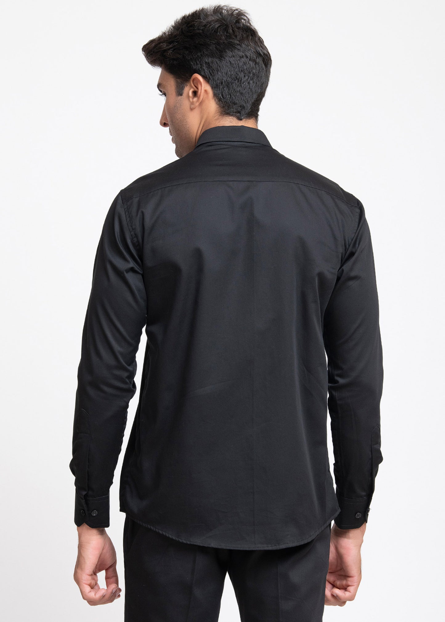 Black Cotton satin Petro wolf Shirt