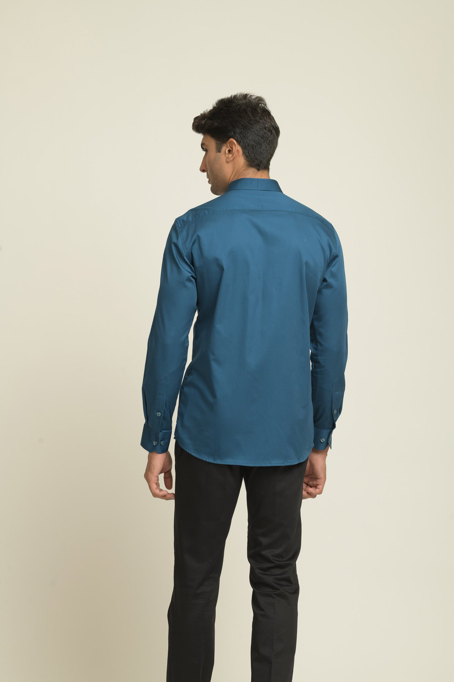 Blue Giza Cotton Blue shirt with black patch box shirt