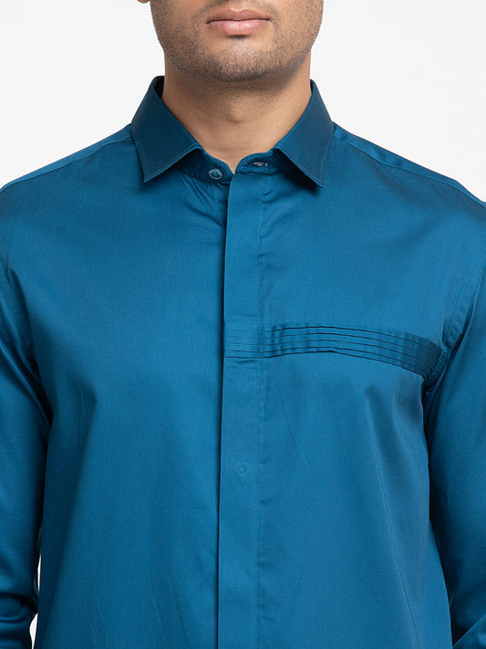 Blue Giza Cotton Ragic blue Pintuck shirt
