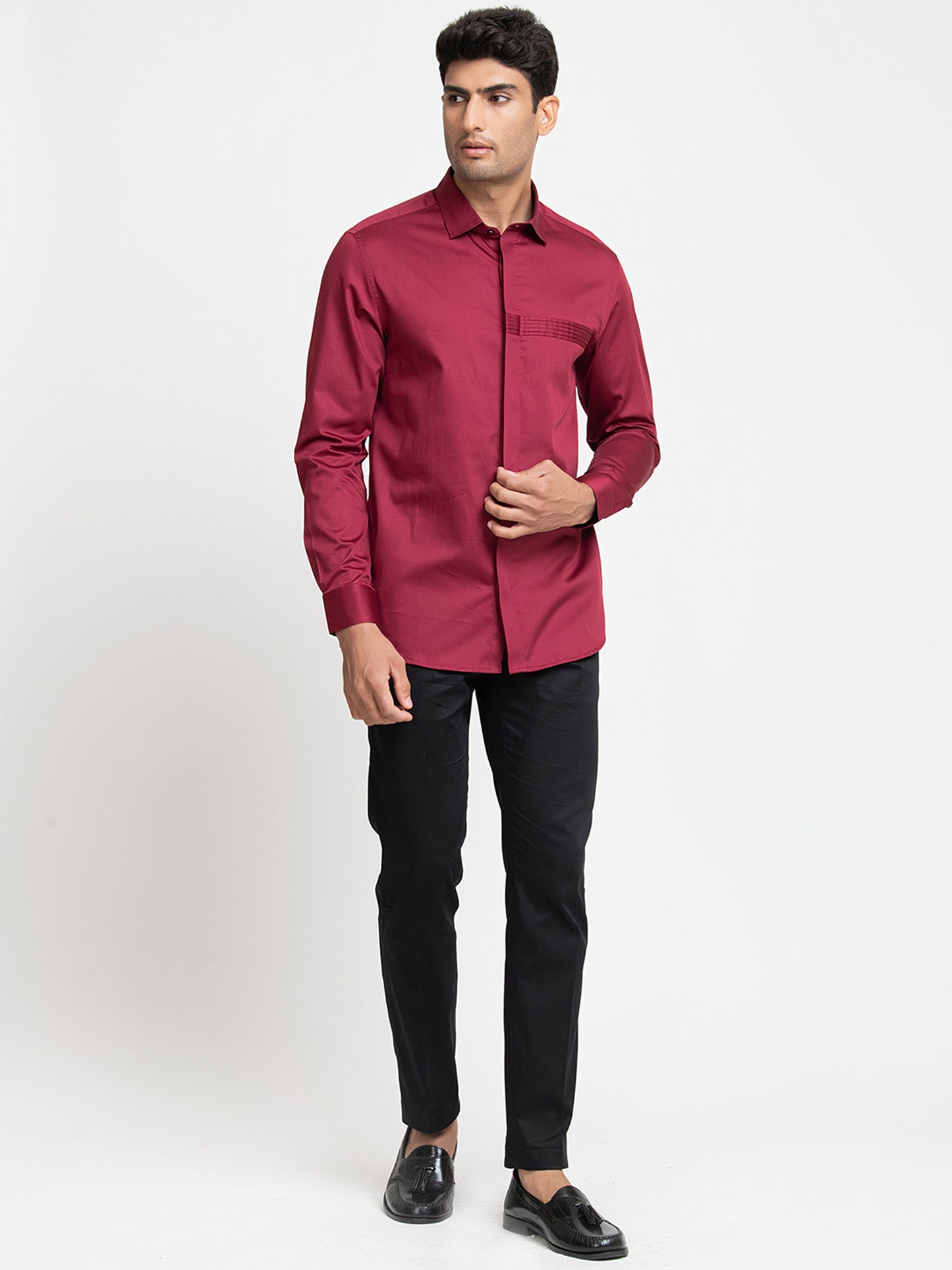 Red Giza Cotton Ragic red Pintuck shirt