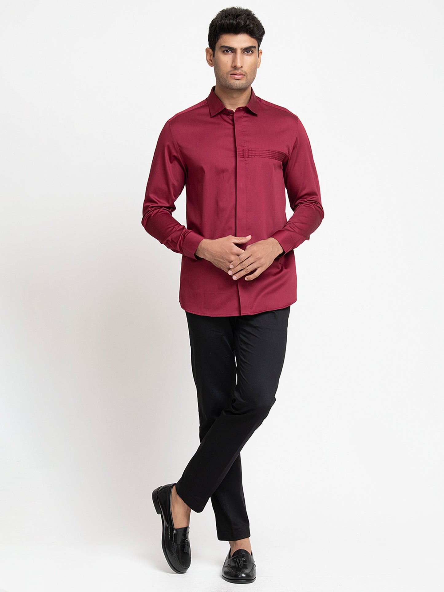Red Giza Cotton Ragic red Pintuck shirt