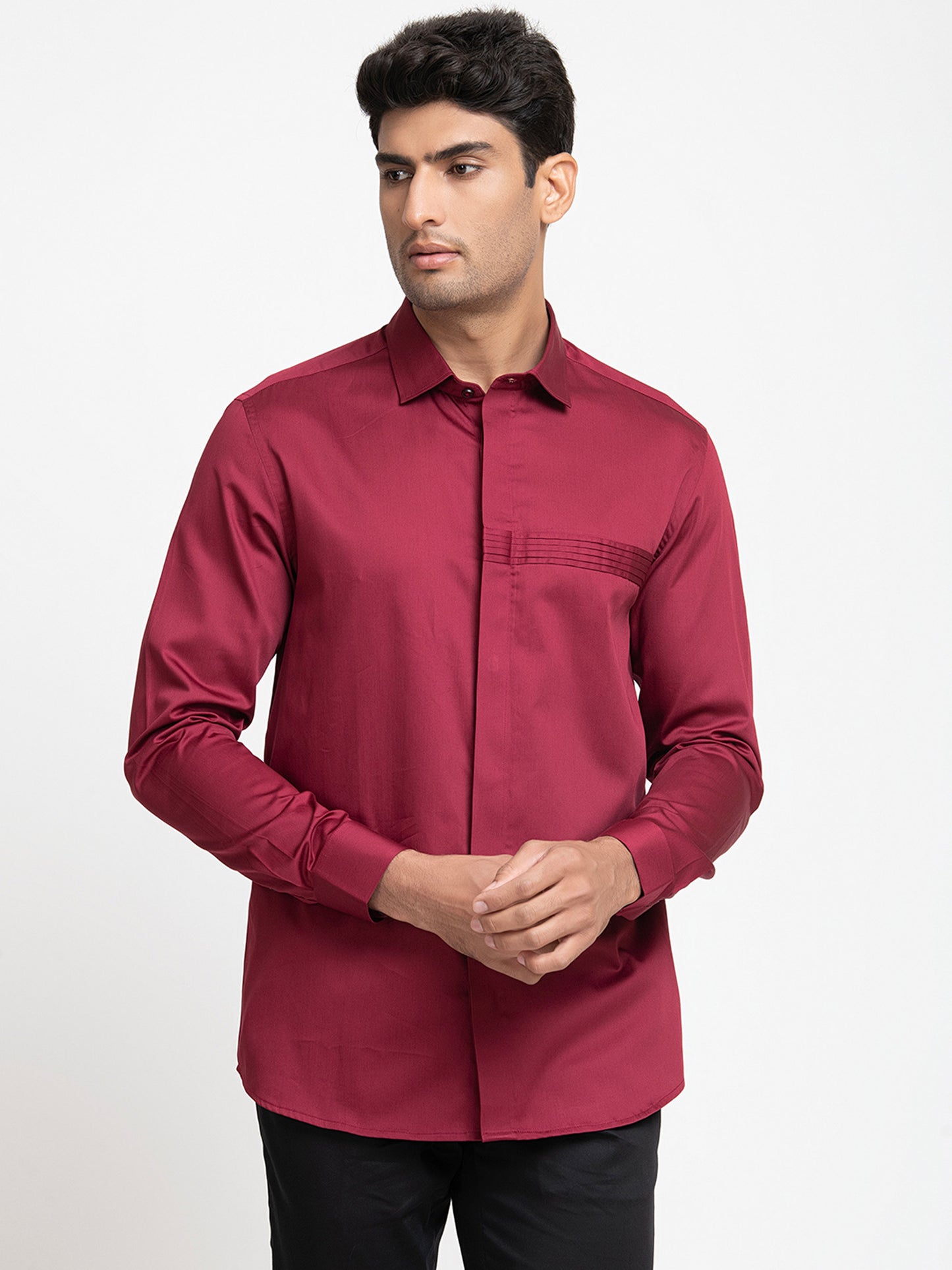 Red Giza Cotton Ragic red Pintuck shirt