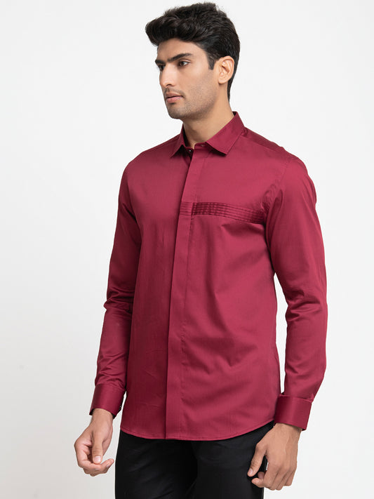 Red Giza Cotton Ragic red Pintuck shirt