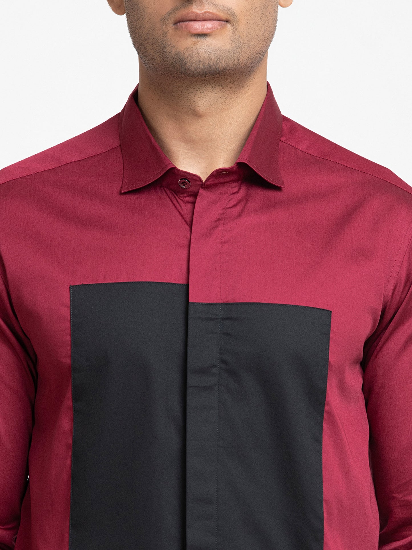 Red Giza Cotton Red shirt with black patch box shirt