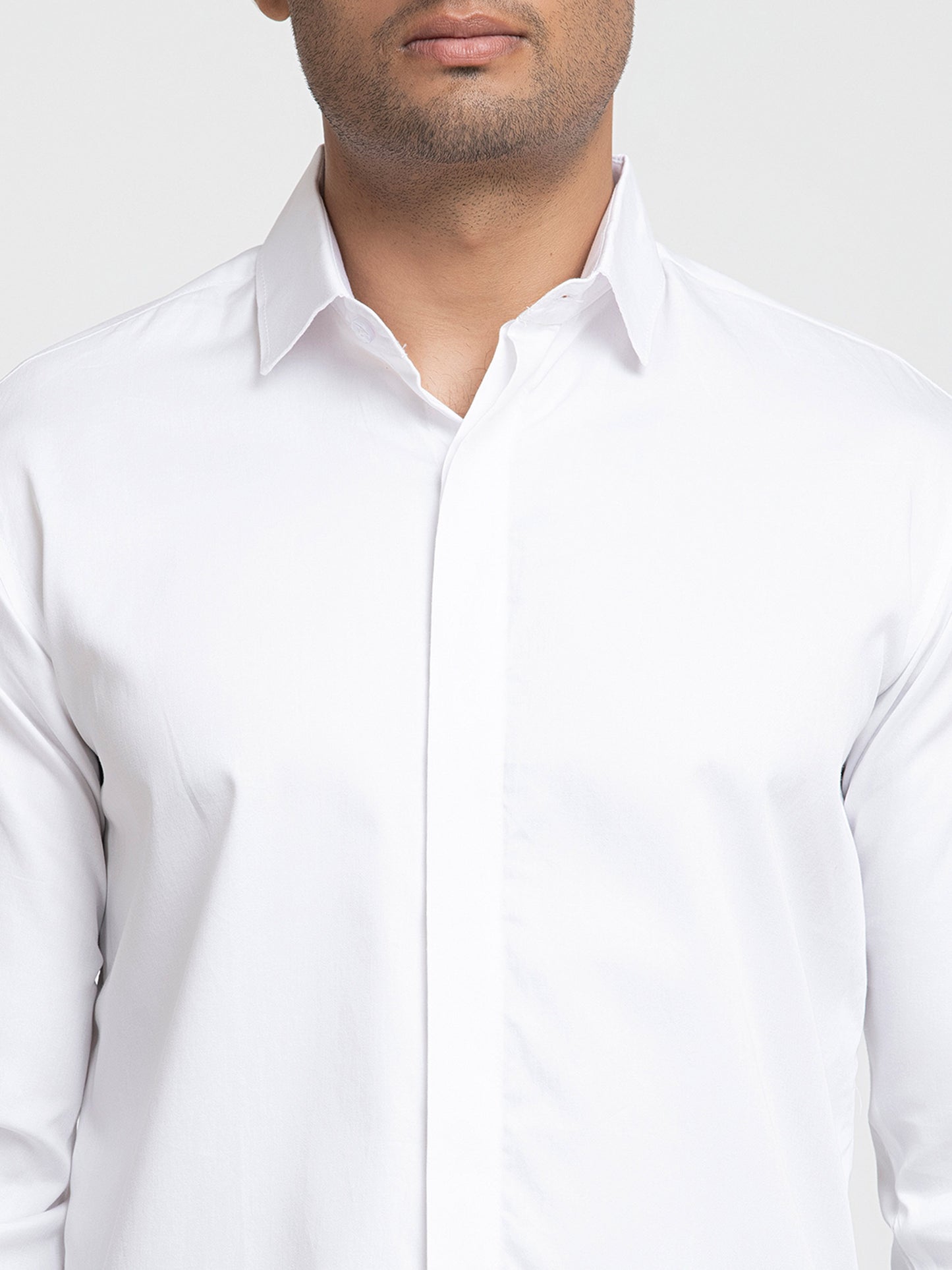 White Cotton satin bianco solid white shirt