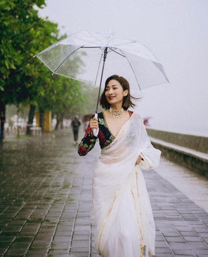 Noori White Organza Saree
