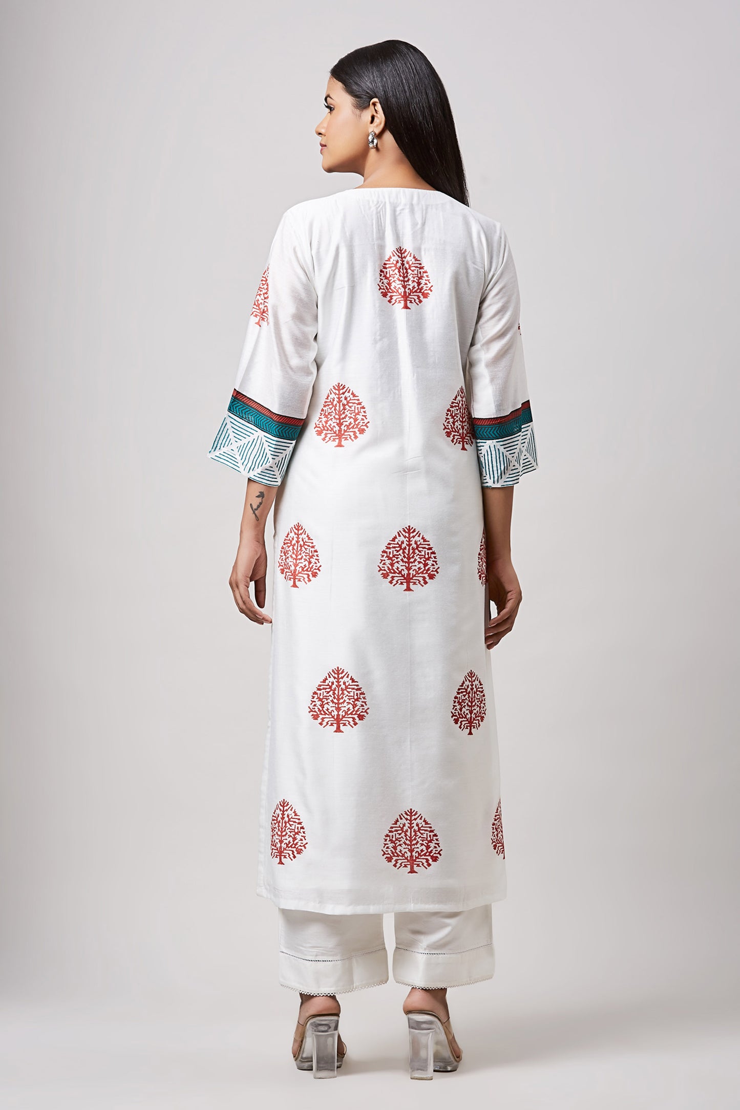 Rust & Indigo Block Printed Designer Kurta Set