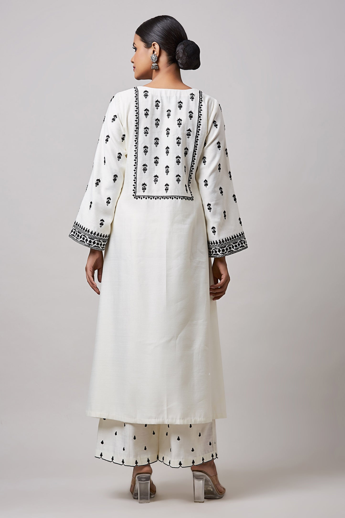 Ivory Badam Elegant Long Kurta