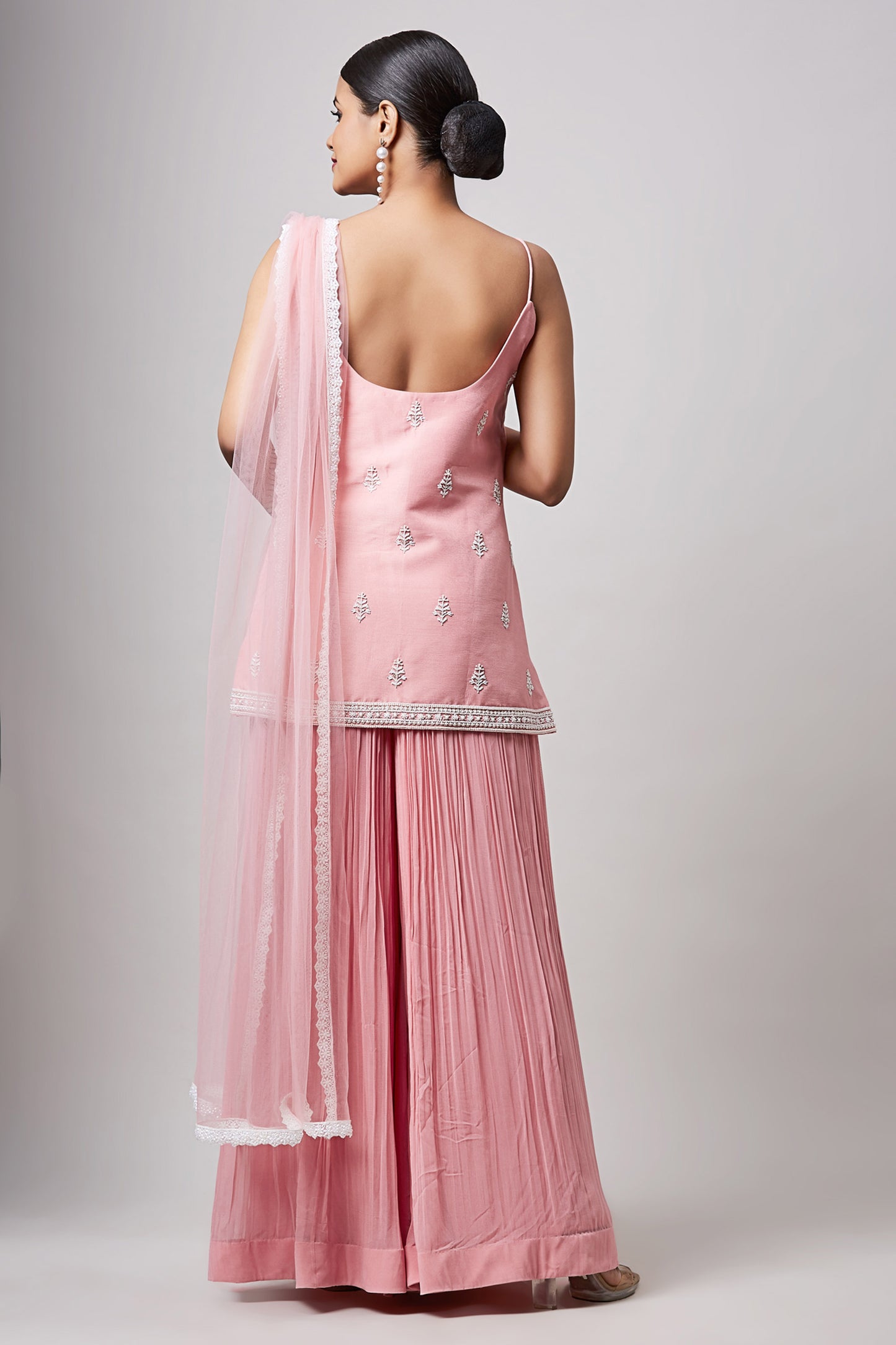 Pink Soy Silk Sharara Set - Sanjev Marwaaha