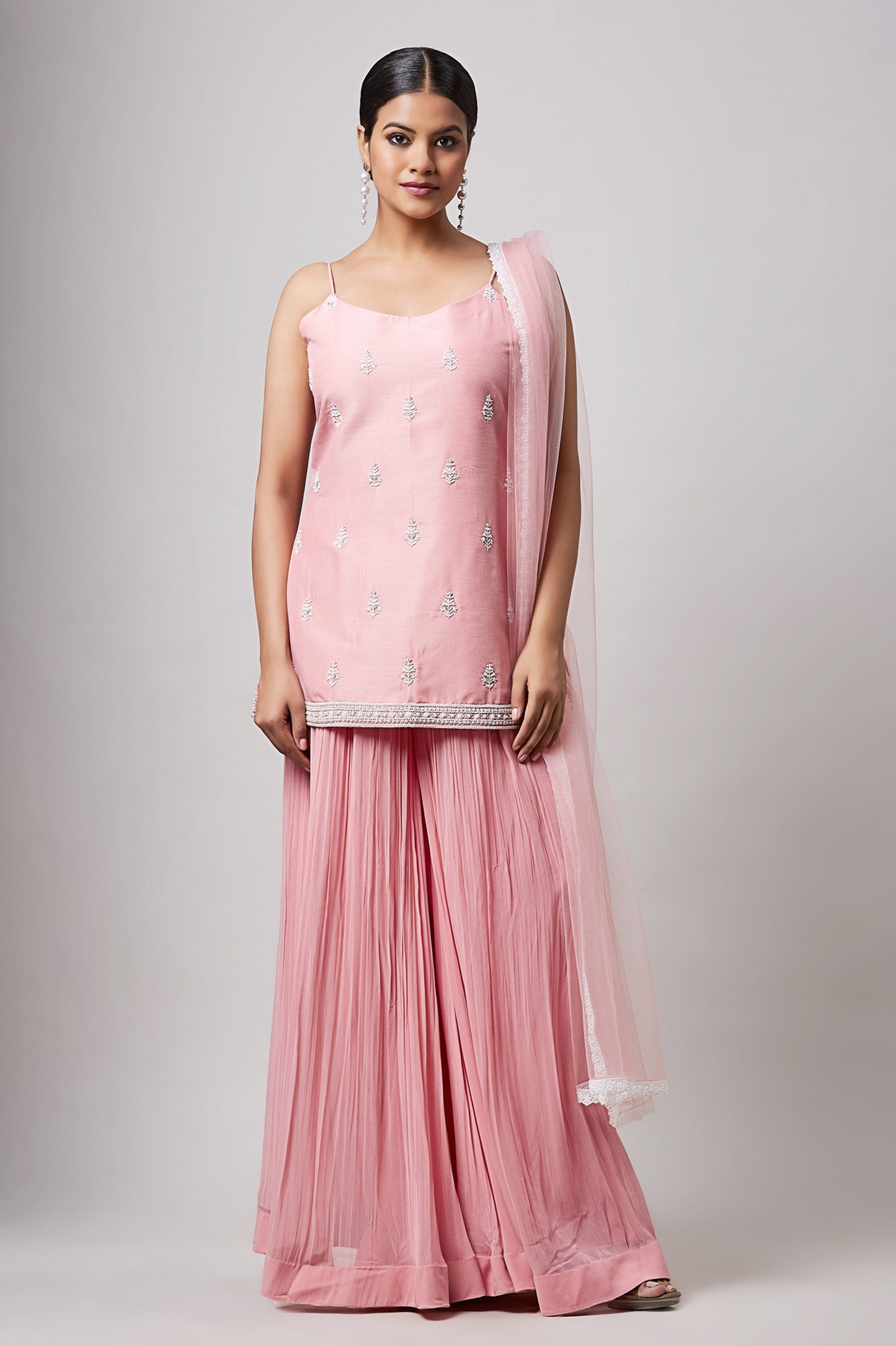 Pink Soy Silk Sharara Set - Sanjev Marwaaha