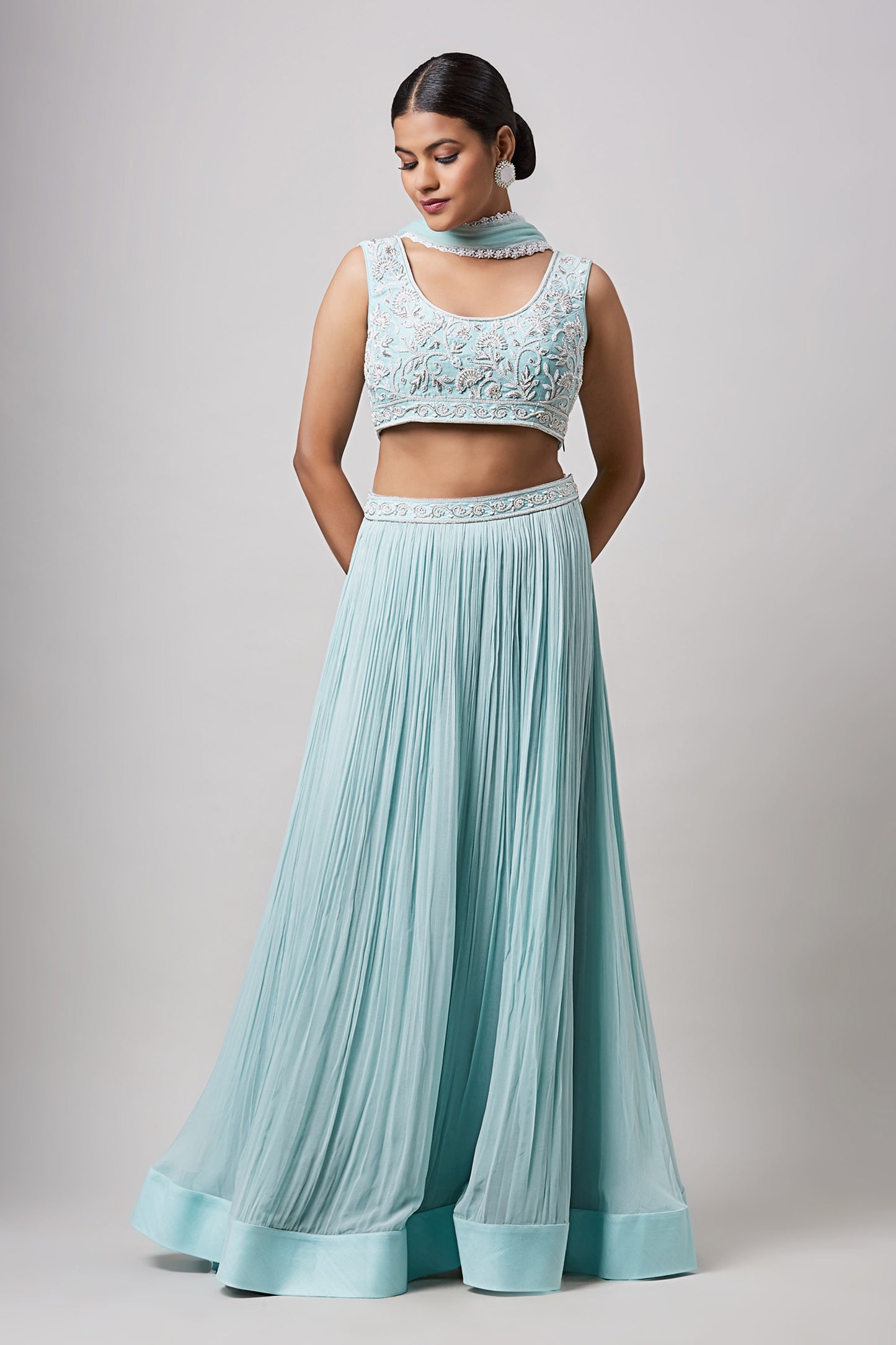 Sea Green Zion Silk Lehenga Set