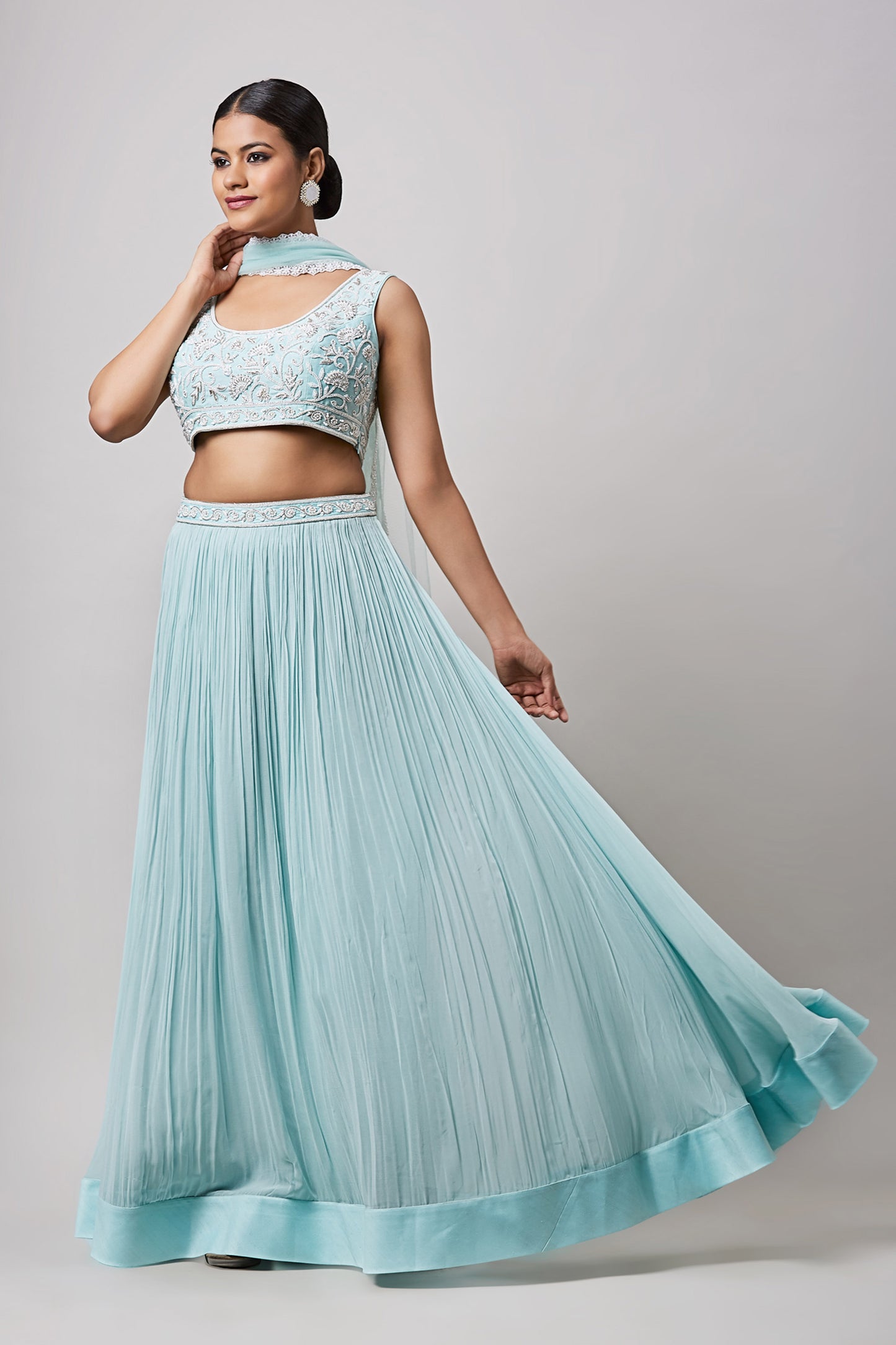 Sea Green Zion Silk Lehenga Set