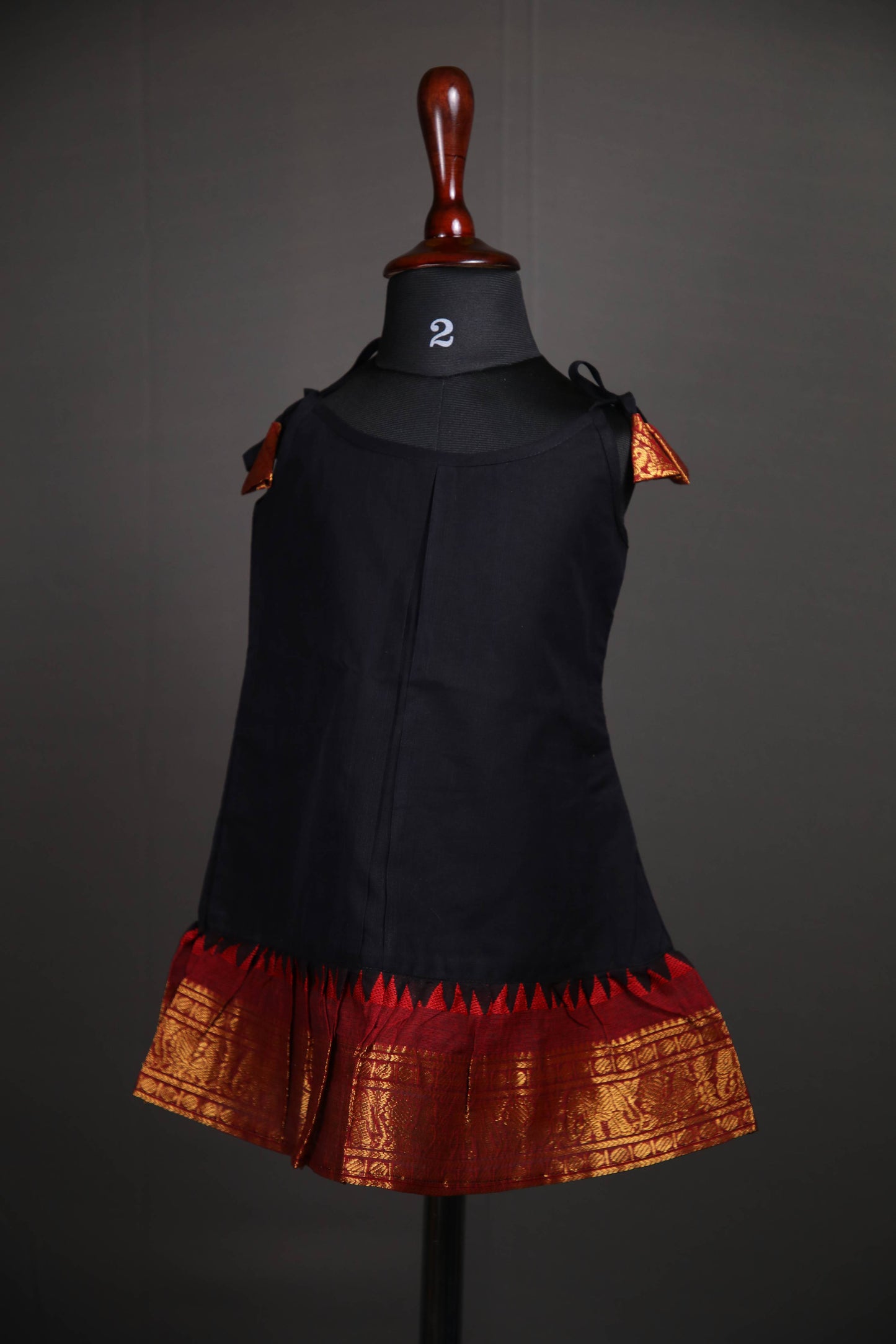 Swara - Tie up Dress in Kanchi Cotton in Black