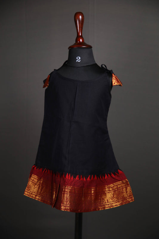 Swara - Tie up Dress in Kanchi Cotton in Black