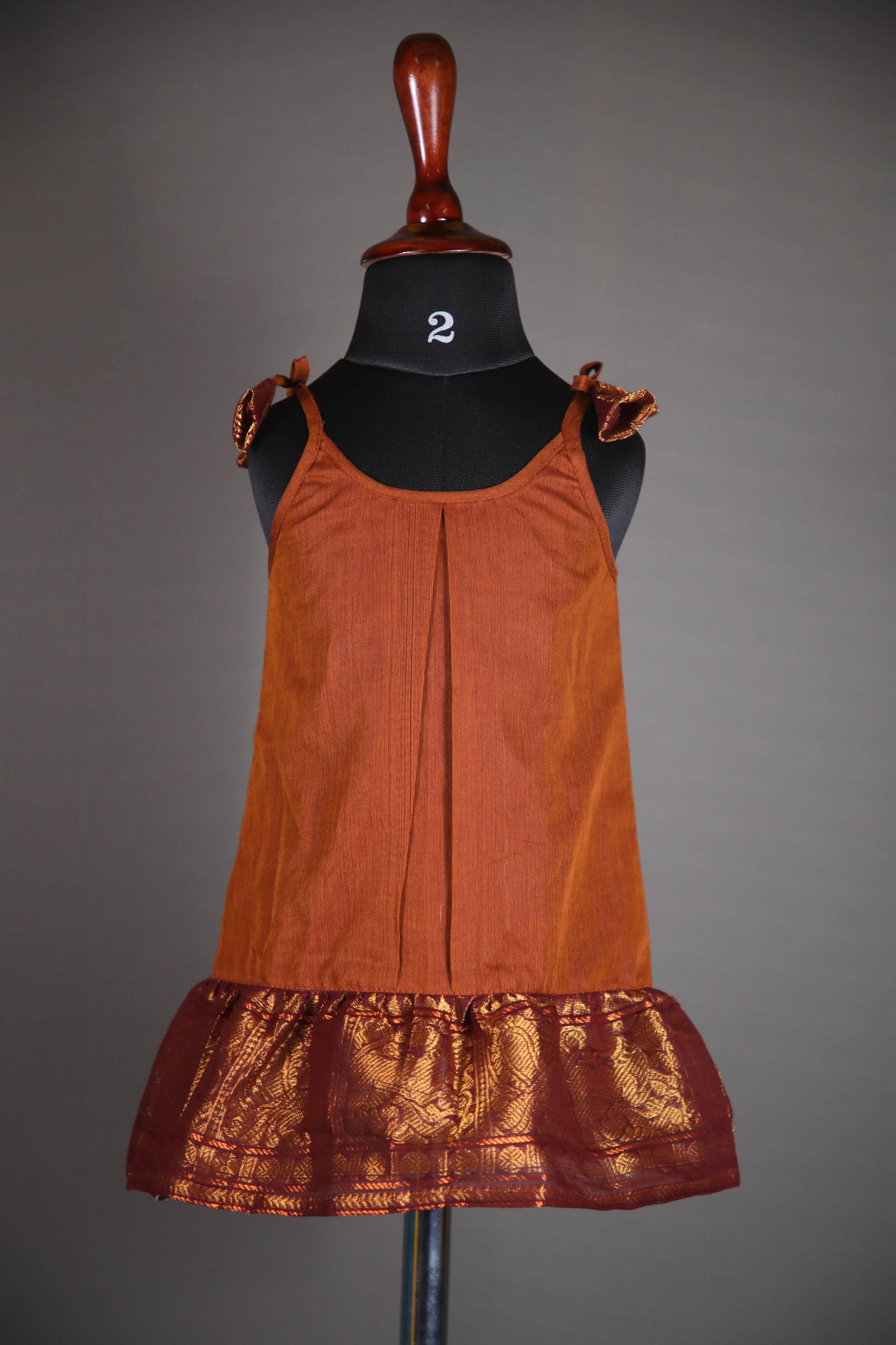 Swara - Tie up Dress in Kanchi Cotton in Brown