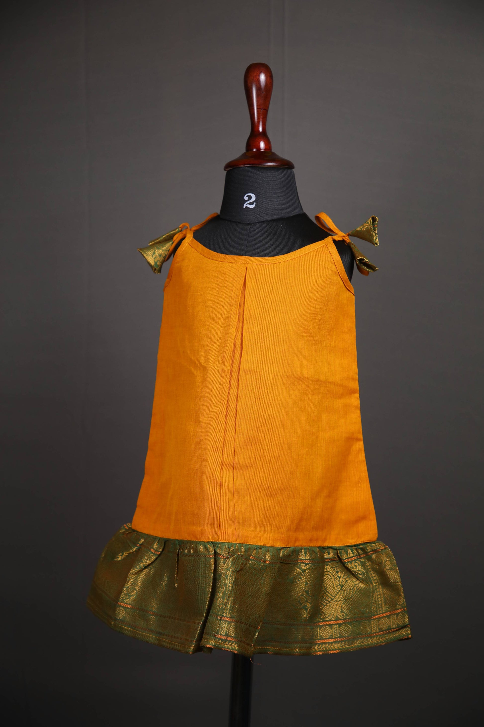 Swara - Tie up Dress in Kanchi Cotton in Mustard
