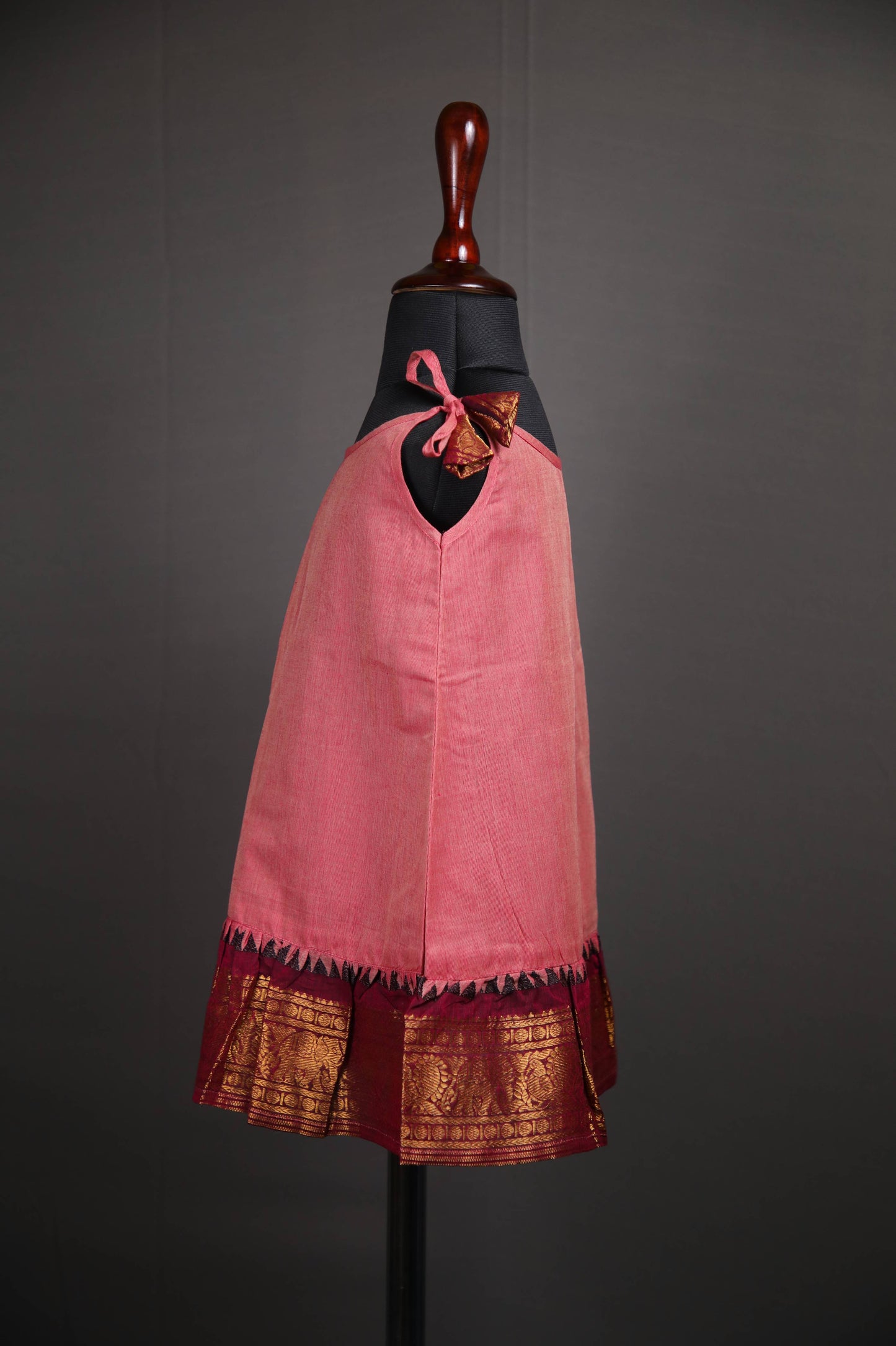 Swara - Tie up Dress in Kanchi Cotton in Onion Pink
