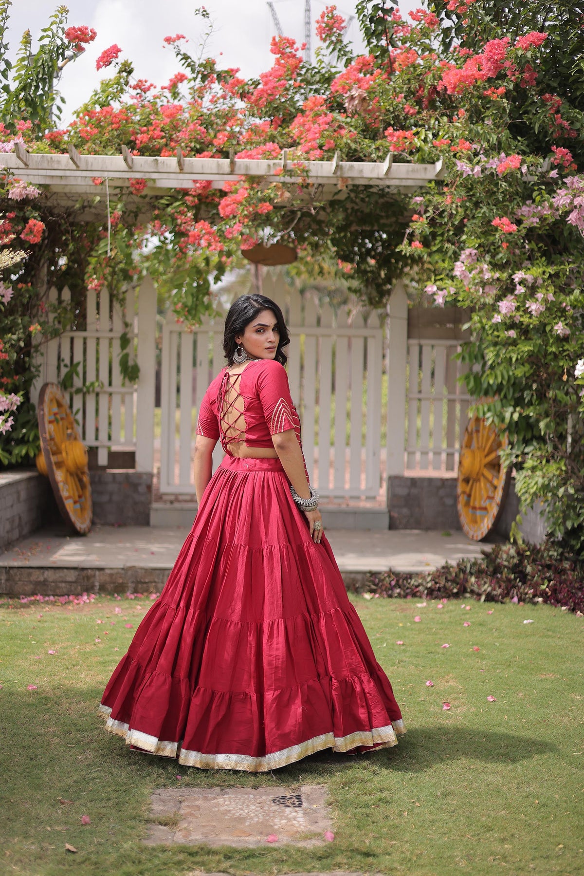 Maroon Cotton with kutcha Patch Work  Navratri Lehenga