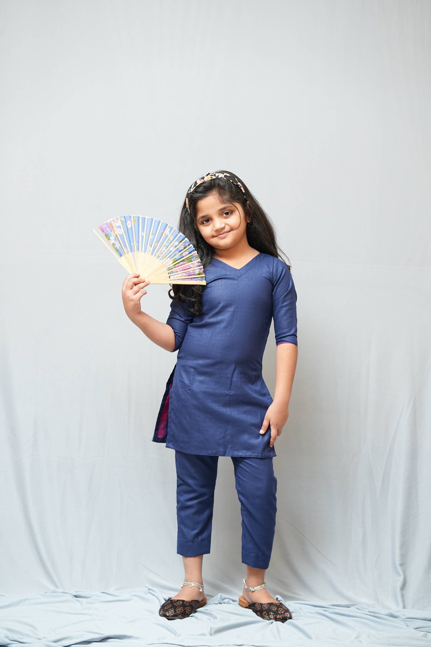 Kanaka -co-ord set in pure cotton with chettinad checks in Blue