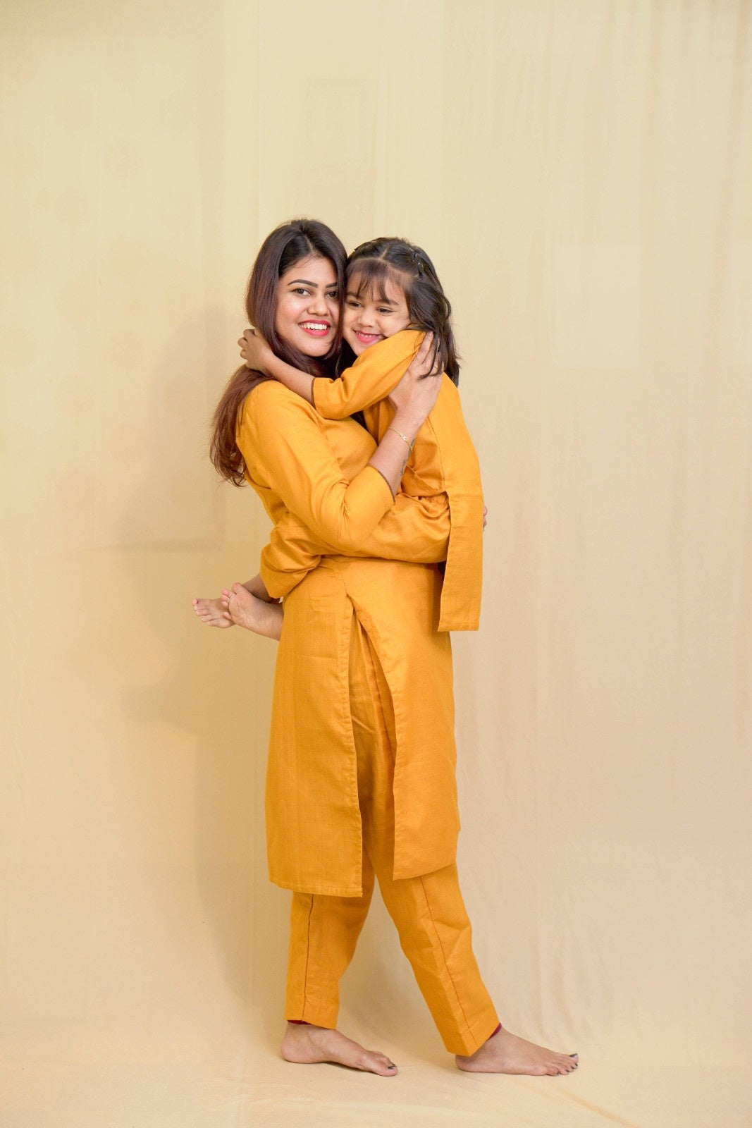 Kanaka -co-ord set in pure cotton with chettinad checks in mustard