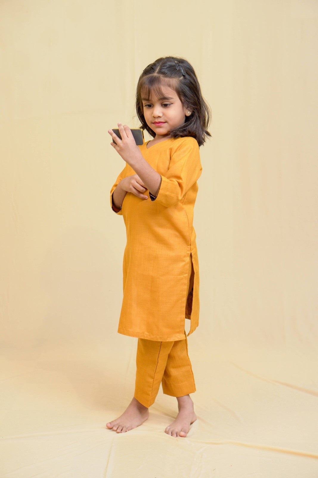 Kanaka -co-ord set in pure cotton with chettinad checks in mustard