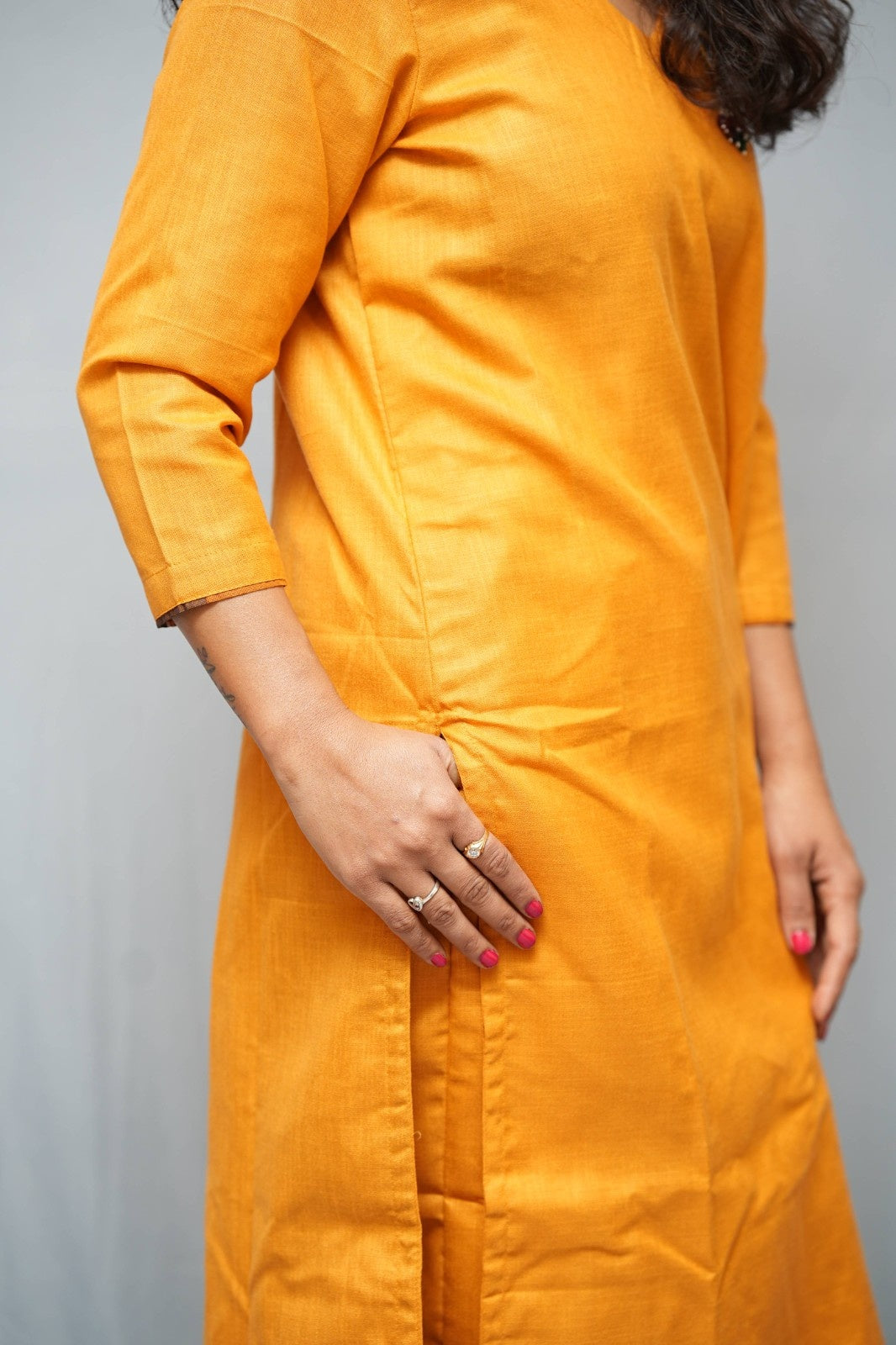Kanaka -co-ord set in pure cotton with chettinad checks in mustard