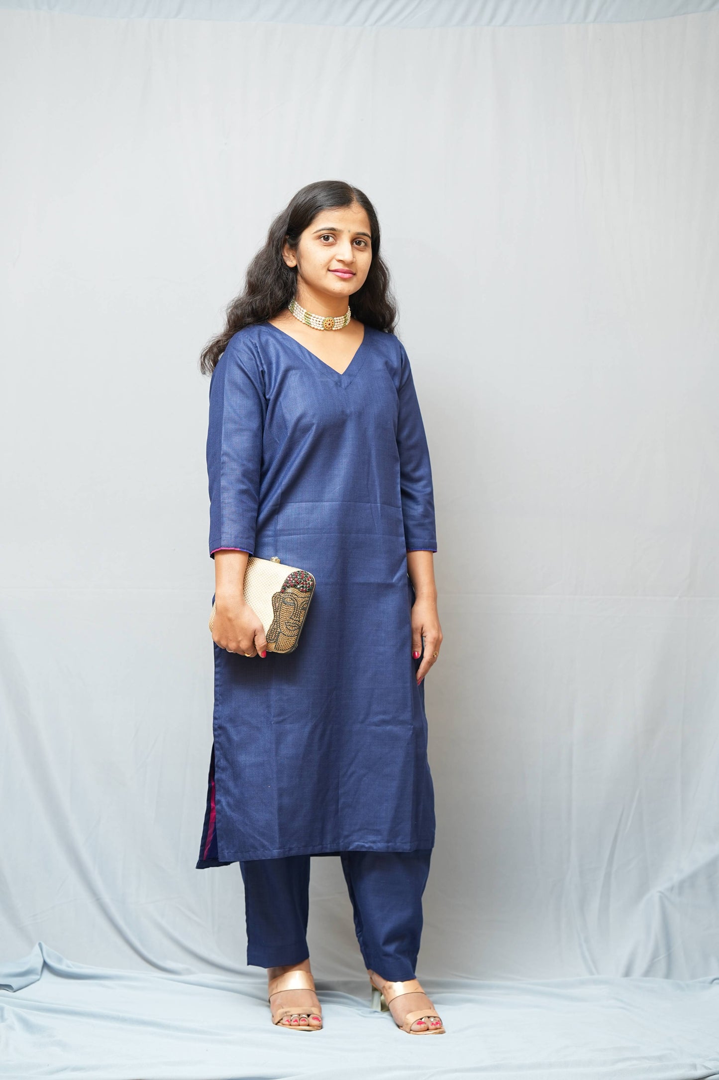 Kanaka -co-ord set in pure cotton with chettinad checks in Blue