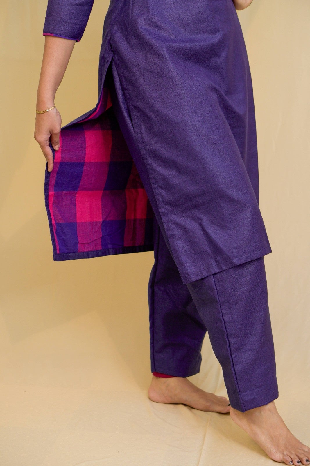 Kanaka -co-ord set in pure cotton with chettinad checks in Blue