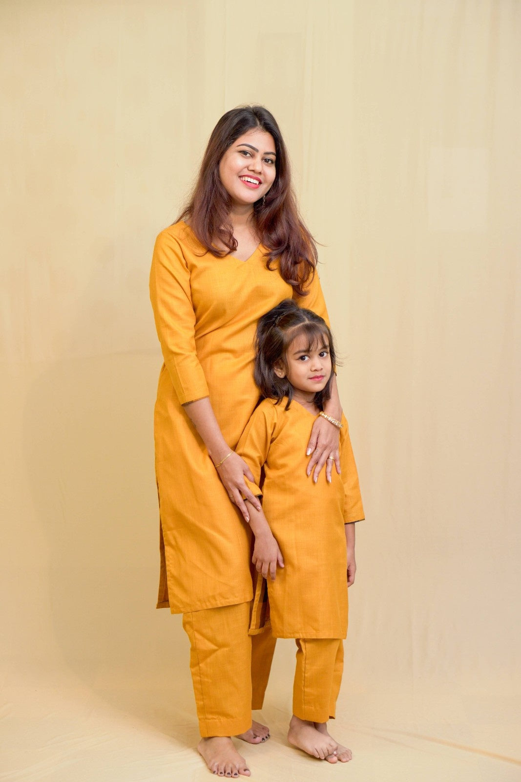Kanaka -co-ord set in pure cotton with chettinad checks in mustard