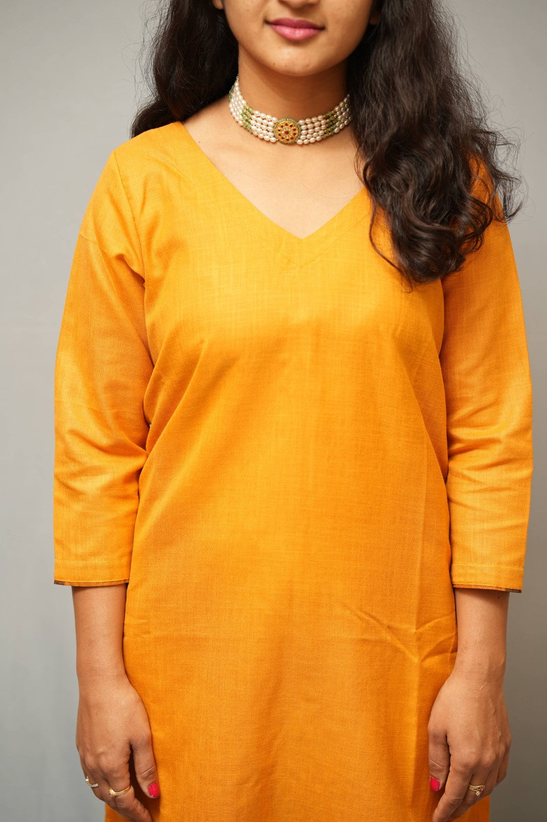 Kanaka -co-ord set in pure cotton with chettinad checks in mustard