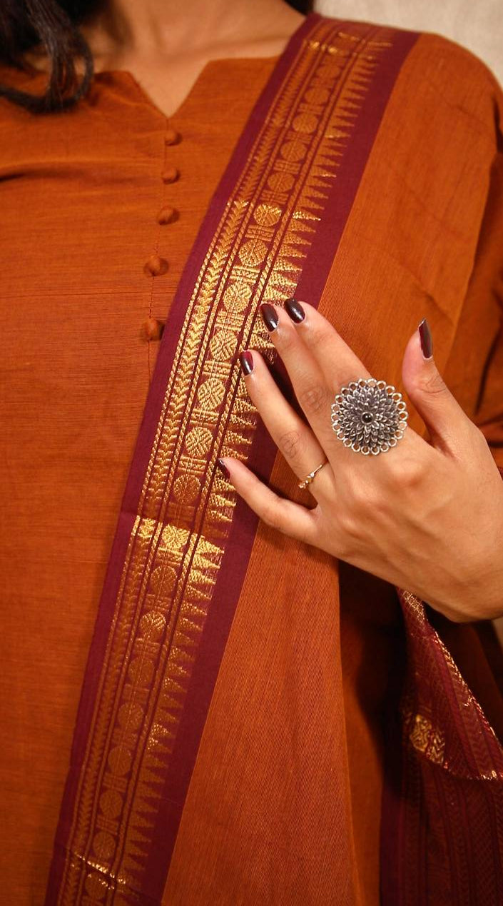 Geet - Kurti with dupatta in pure kanchi cotton in Brown color