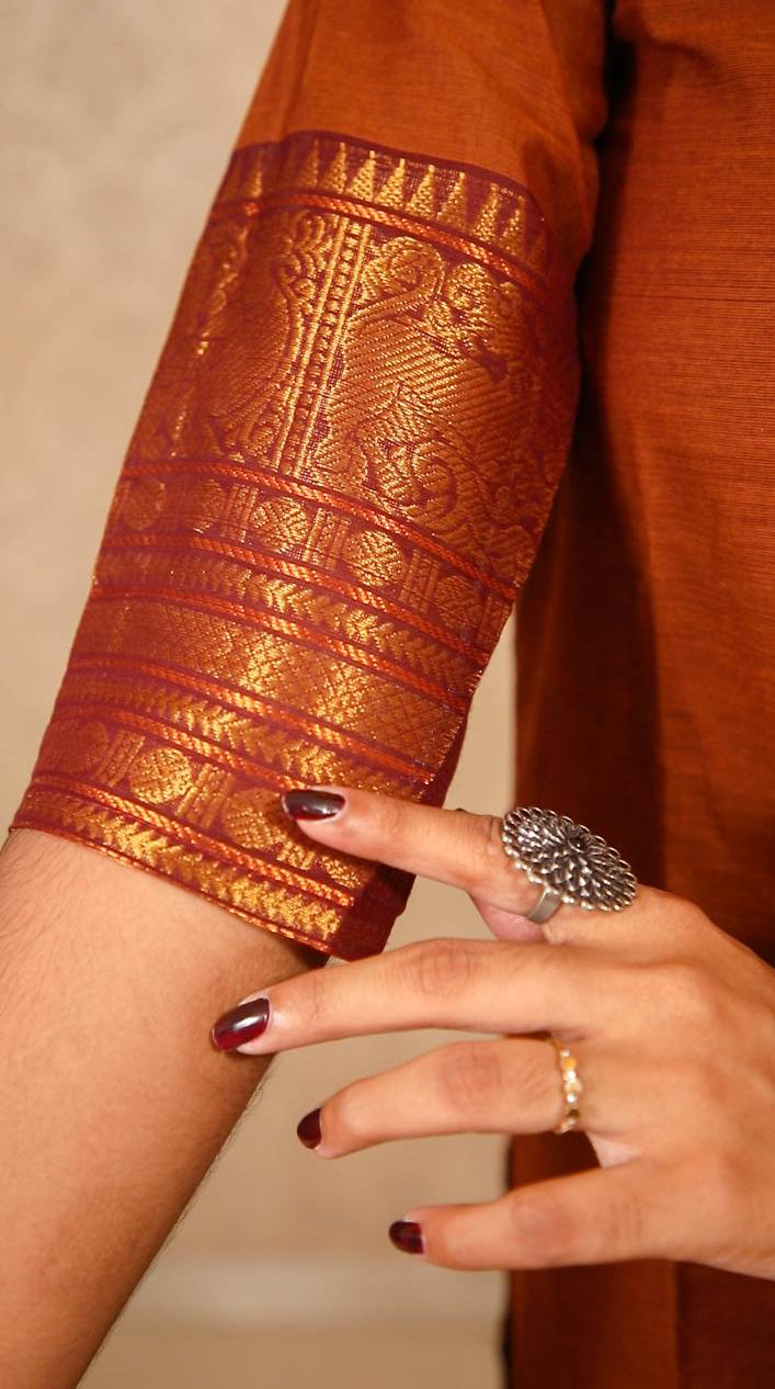 Geet - Kurti with dupatta in pure kanchi cotton in Brown color