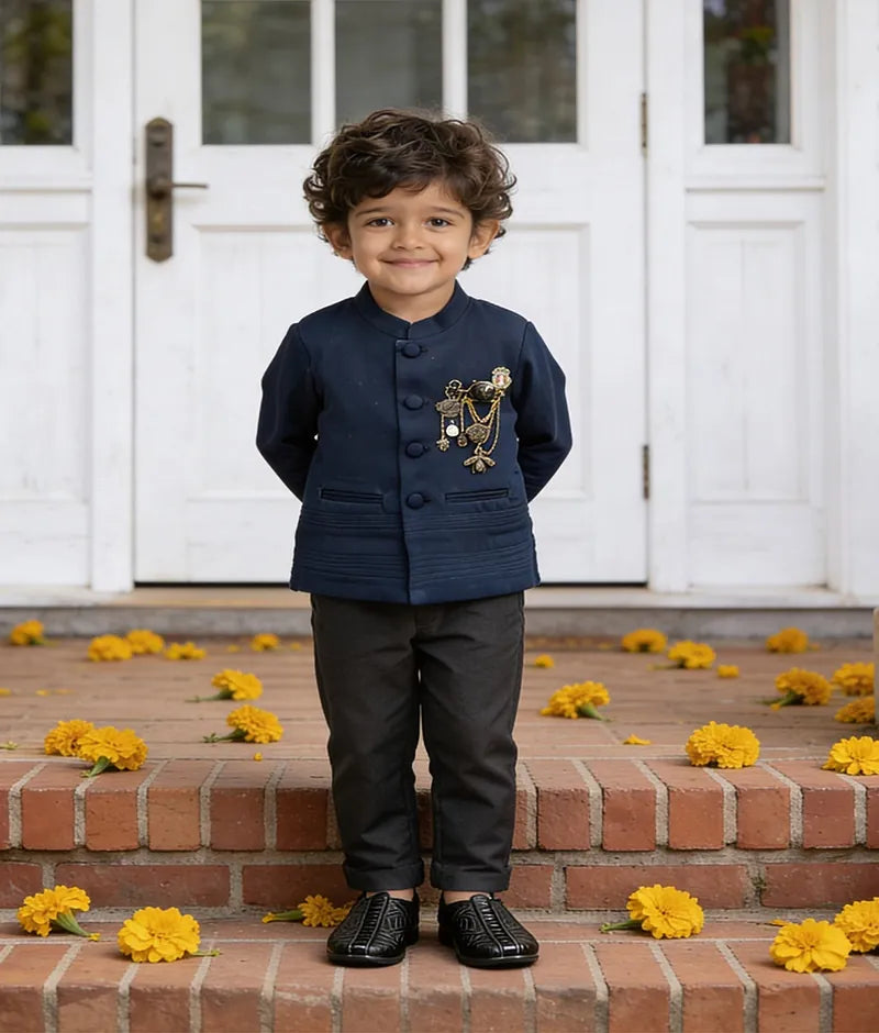 Luxe Blue Bandgala with Pant for Boys