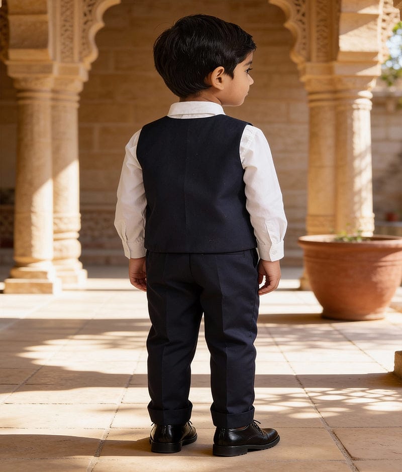 Luxe Classic Charm: Blue Waistcoat Set