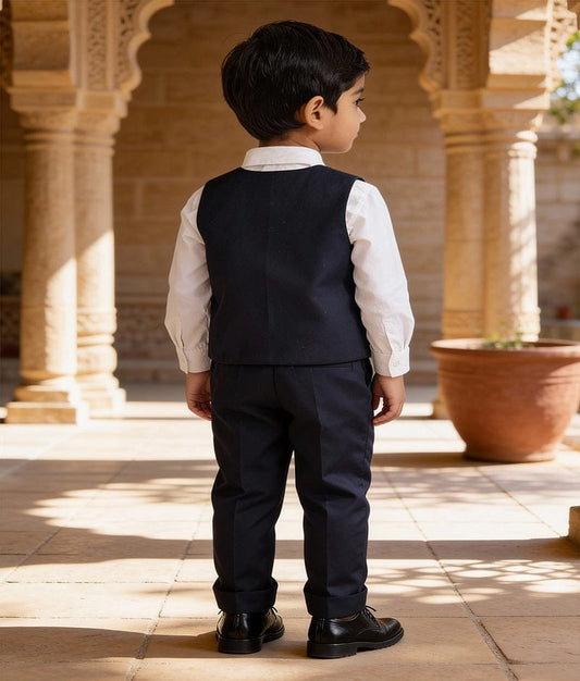 Luxe Classic Charm: Blue Waistcoat Set