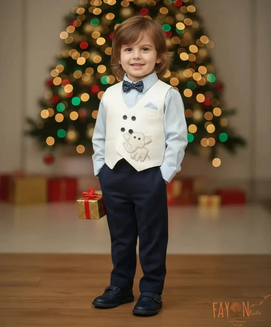 Luxe White Waist Coat Set