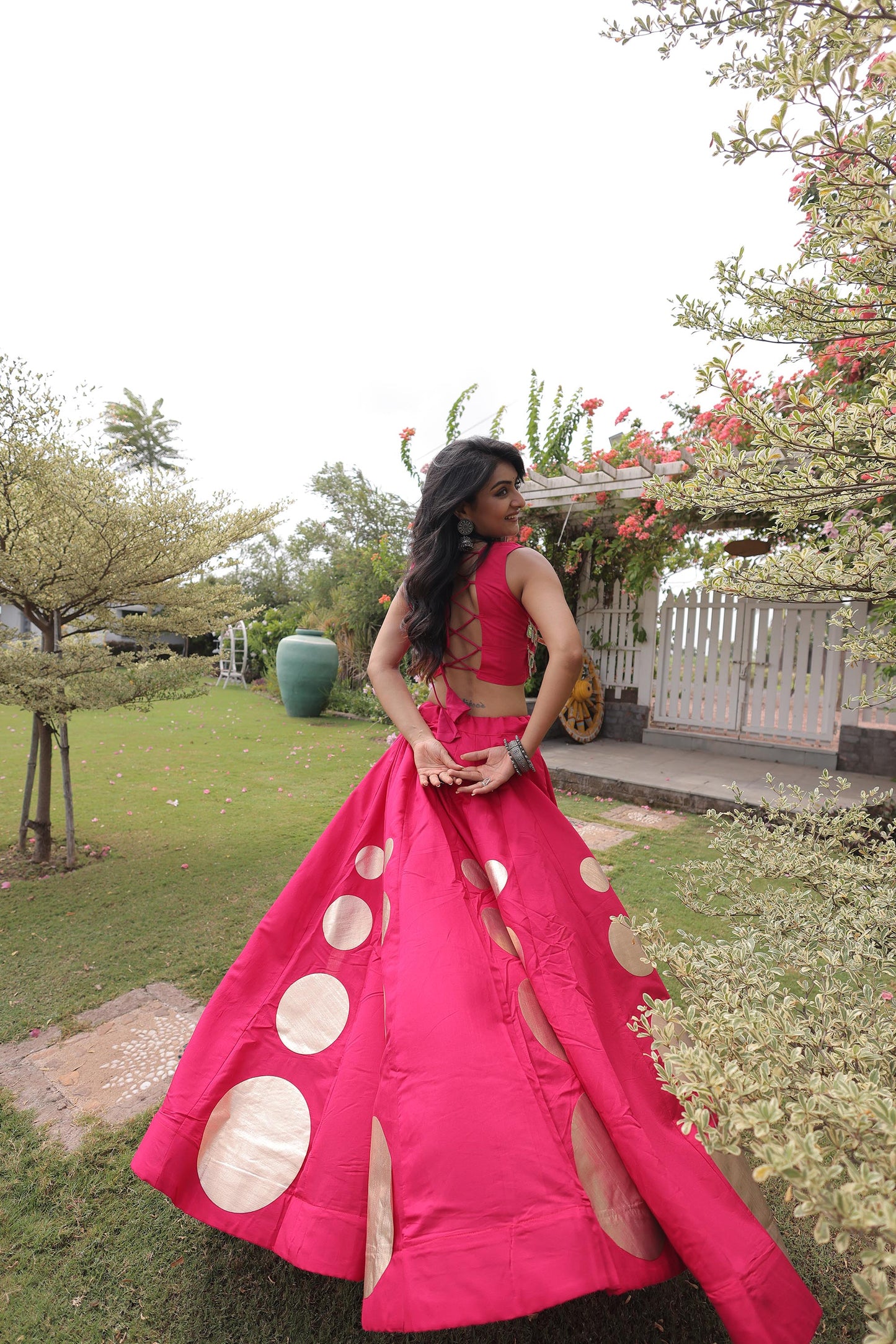 Pink Gomti & Mirror Work Georgette Navratri Lehenga Choli