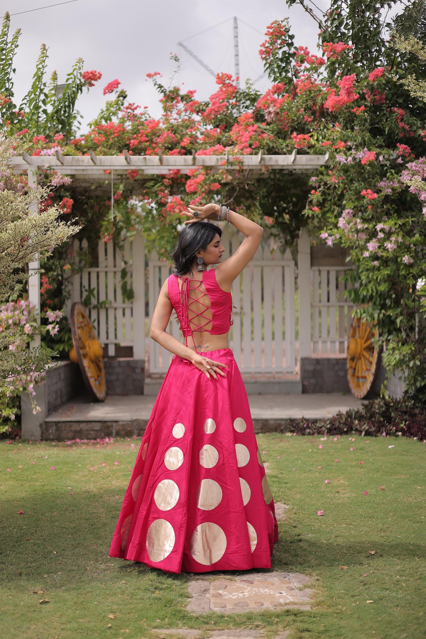 Pink Gomti & Mirror Work Georgette Navratri Lehenga Choli