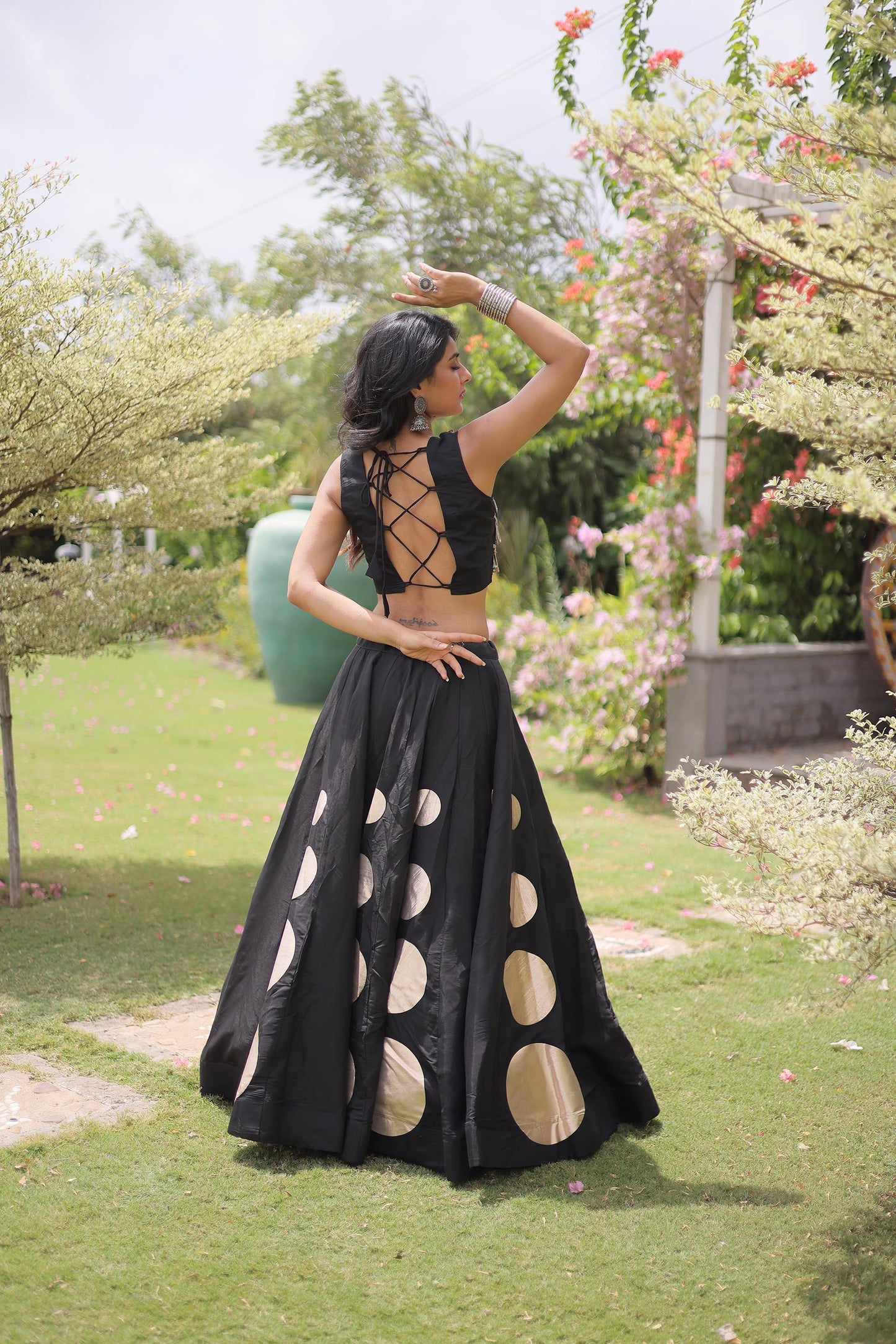 Black Gomti & Mirror Work Georgette Navratri Lehenga Choli
