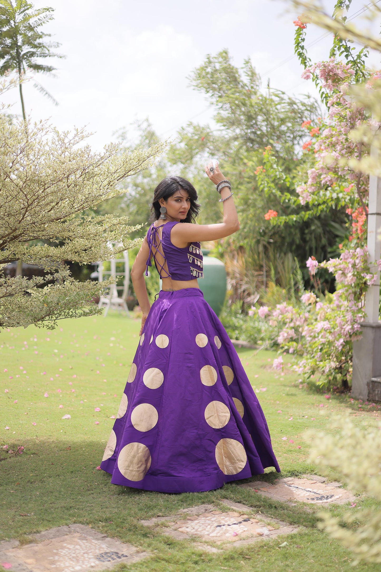 Purple Gomti & Mirror Work Georgette Navratri Lehenga Choli