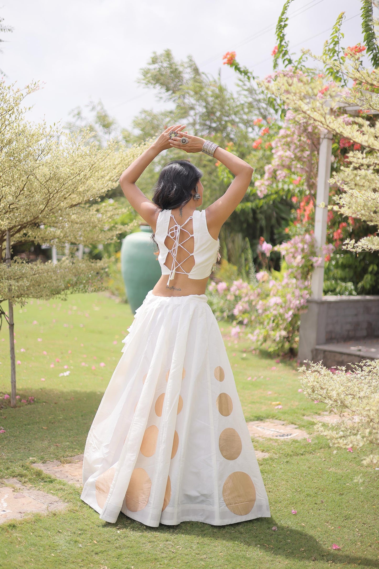 White Gomti & Mirror Work Georgette Navratri Lehenga Choli