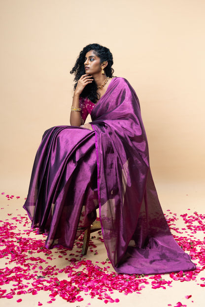 Jyotira saree I Magenta Handloom Tissue Saree