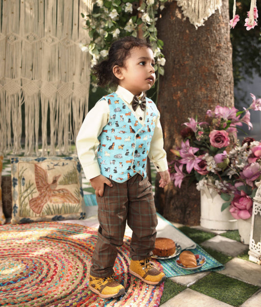 Animal Print Waistcoat Set