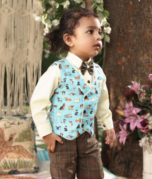 Animal Print Waistcoat Set