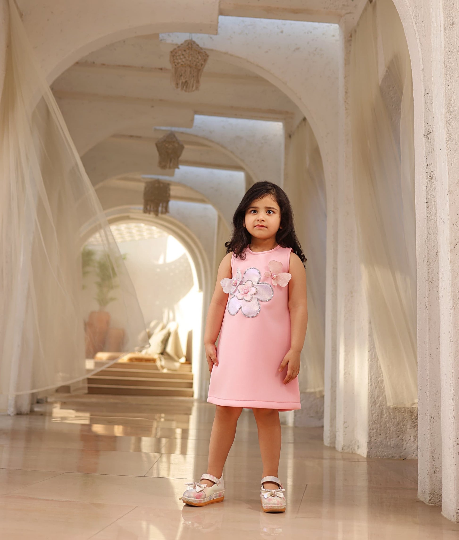 Manufactured by FAYON KIDS (Noida, U.P) Baby Pink Neoprene Dress for Girls